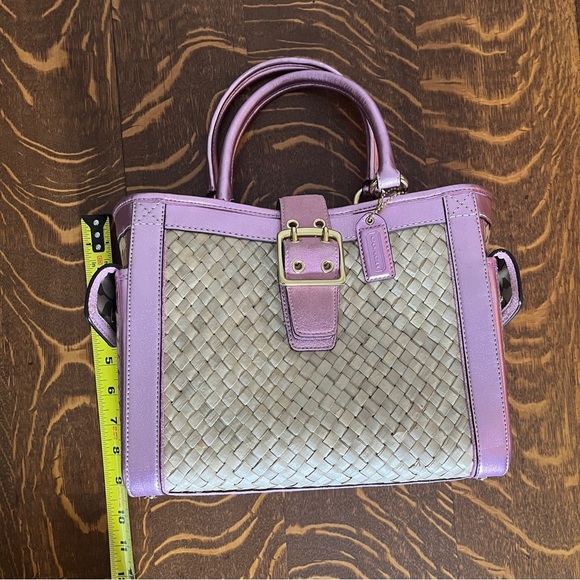 Coach Pink and Tan Woven Satchel - Picture 11 of 12